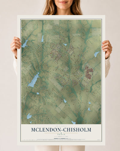 Map of McLendon-Chisholm, Texas, 24 x 36 inch unframed archival matte print