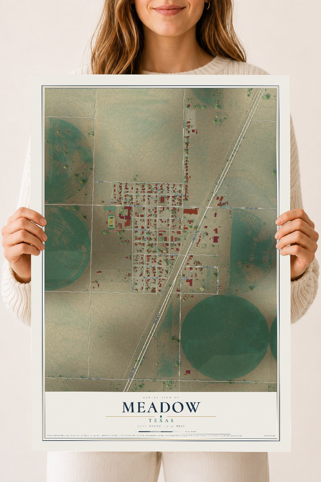 Map of Meadow, Texas, 18 x 24 inch unframed archival matte print