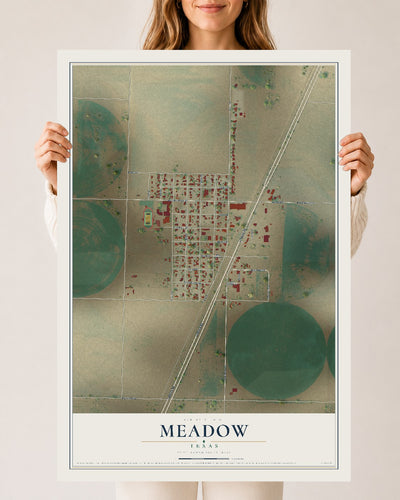 Map of Meadow, Texas, 24 x 36 inch unframed archival matte print