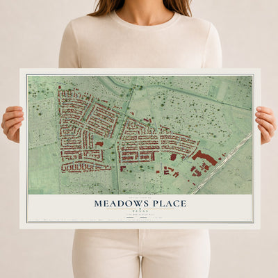 Map of Meadows Place, Texas, 12 x 18 inch unframed archival matte print