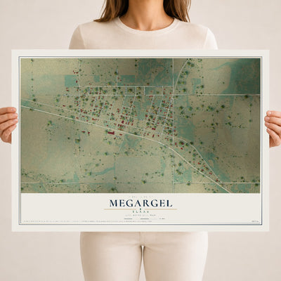 Map of Megargel, Texas, 18 x 24 inch unframed archival matte print