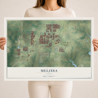 Map of Melissa, Texas, 18 x 24 inch unframed archival matte print
