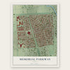 Memorial Parkway, Texas map print, the full design
