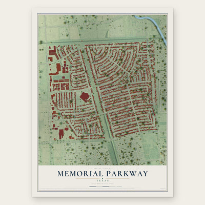 Memorial Parkway, Texas map print, the full design