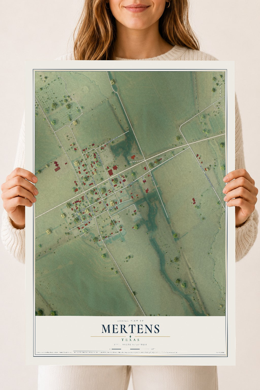 Map of Mertens, Texas, 18 x 24 inch unframed archival matte print