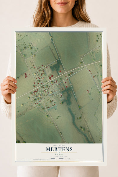 Map of Mertens, Texas, 18 x 24 inch unframed archival matte print