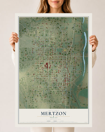 Map of Mertzon, Texas, 24 x 36 inch unframed archival matte print