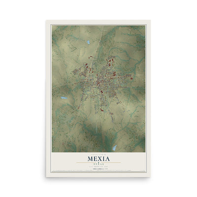 Map of Mexia, Texas, 12 x 18 inch unframed archival matte print
