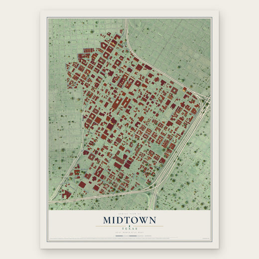 Midtown, Texas map print, the full design