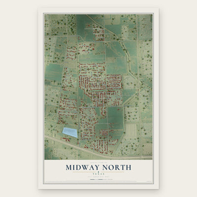 Midway North, Texas map print, the full design