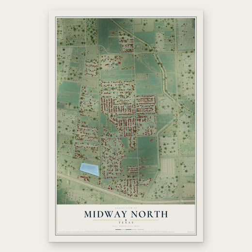 Midway North, Texas map print, the full design
