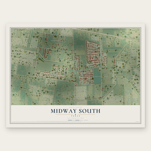 Midway South, Texas map print, the full design