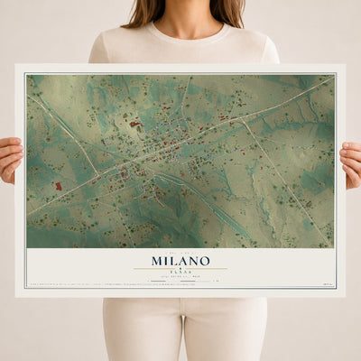 Map of Milano, Texas, 18 x 24 inch unframed archival matte print