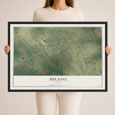 Map of Milano, Texas, 24 x 36 inch print in a black wood frame