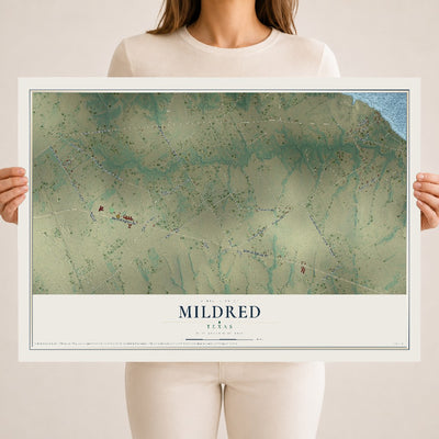 Map of Mildred, Texas, 18 x 24 inch unframed archival matte print