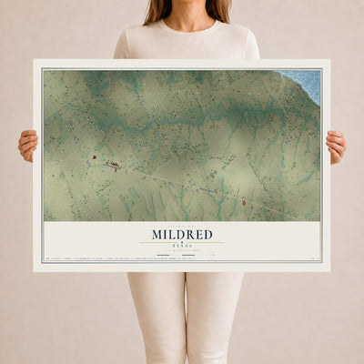 Map of Mildred, Texas, 24 x 36 inch unframed archival matte print