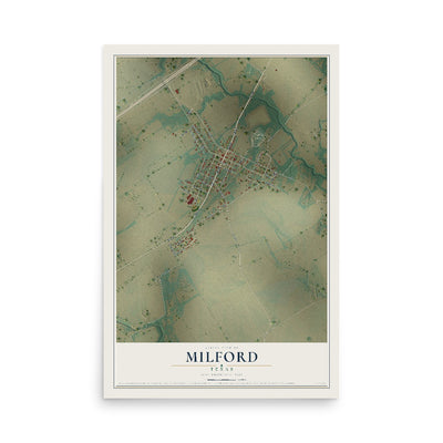 Map of Milford, Texas, 12 x 18 inch unframed archival matte print