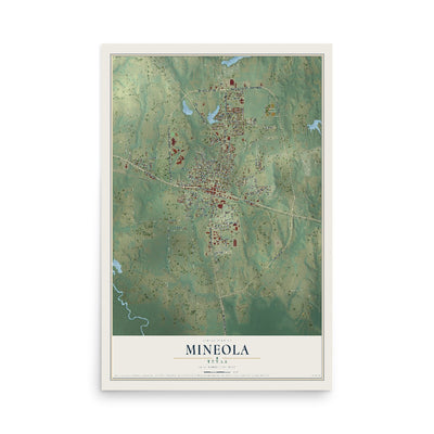 Map of Mineola, Texas, 12 x 18 inch unframed archival matte print