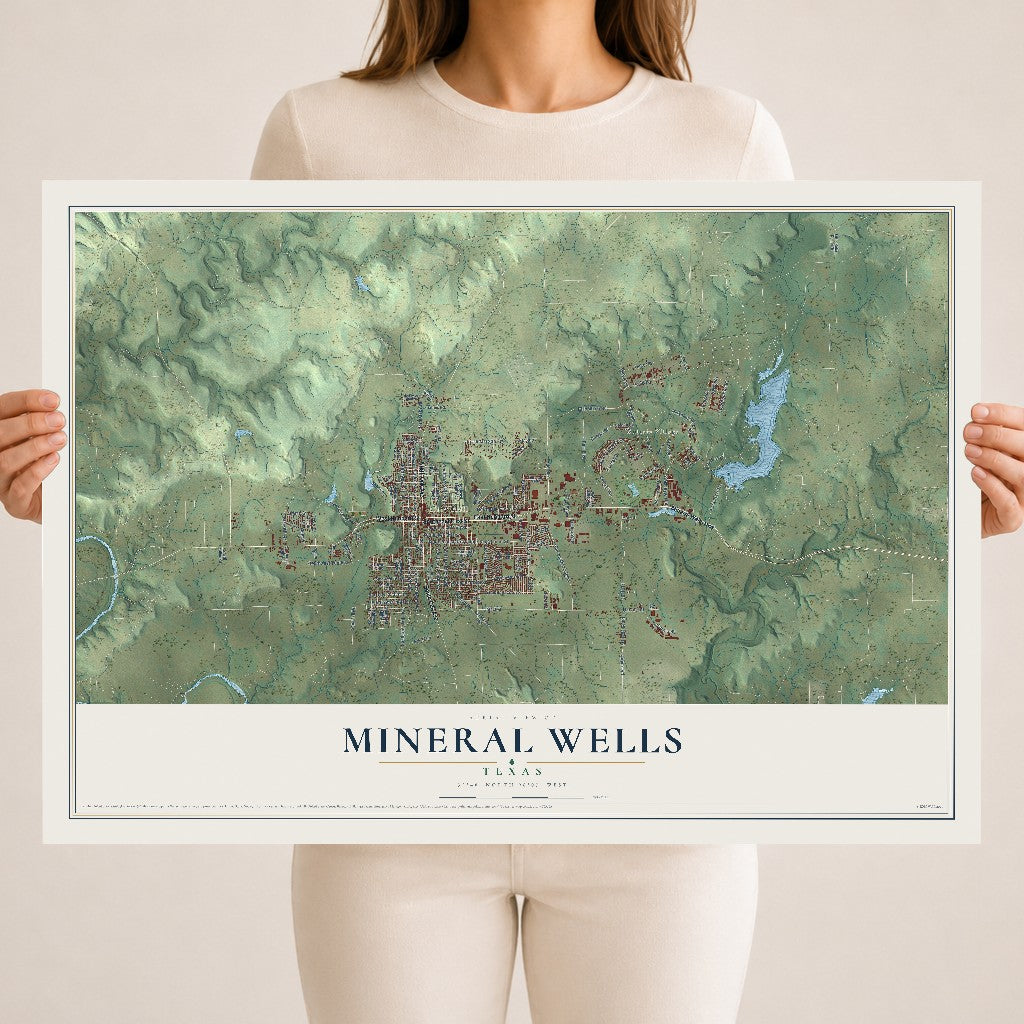 Map of Mineral Wells, Texas, 18 x 24 inch unframed archival matte print