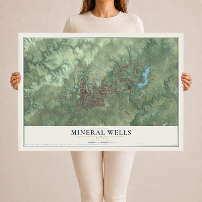 Map of Mineral Wells, Texas, 24 x 36 inch unframed archival matte print