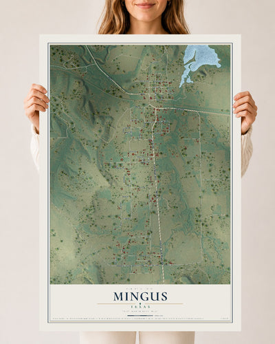 Map of Mingus, Texas, 24 x 36 inch unframed archival matte print