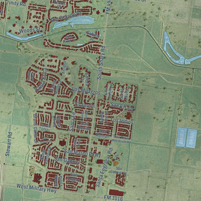 Second close-up of the map of Mission, Texas print showing more streets and buildings