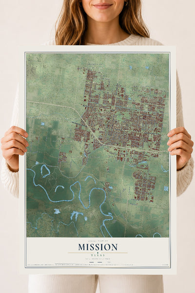 Map of Mission, Texas, 18 x 24 inch unframed archival matte print