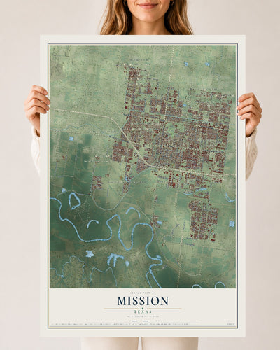 Map of Mission, Texas, 24 x 36 inch unframed archival matte print