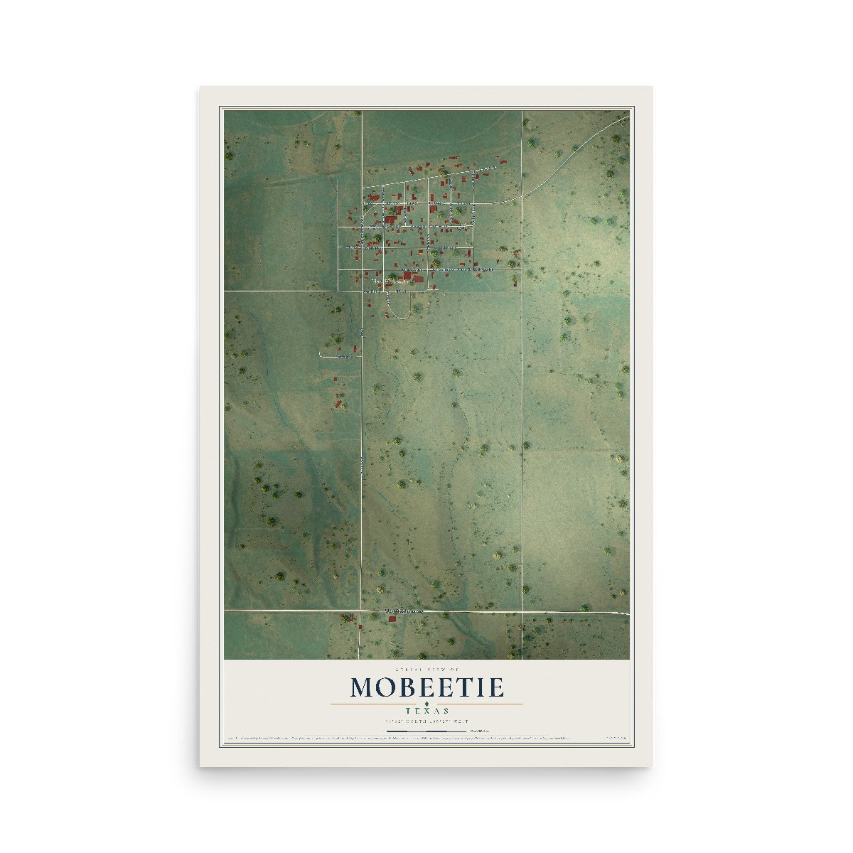 Map of Mobeetie, Texas, 12 x 18 inch unframed archival matte print