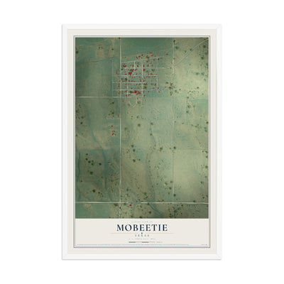 Map of Mobeetie, Texas, 12 x 18 inch print in a white wood frame