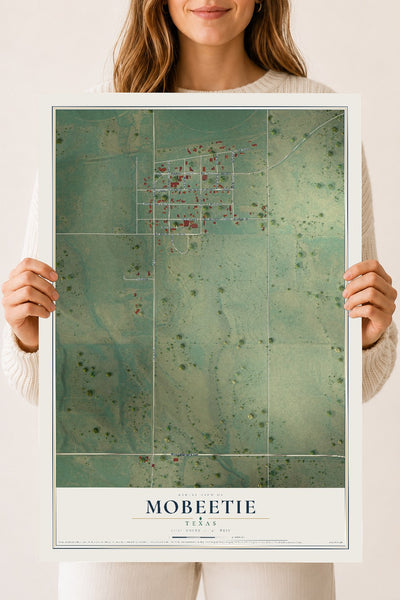 Map of Mobeetie, Texas, 18 x 24 inch unframed archival matte print