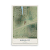 Map of Mobile City, Texas, 12 x 18 inch unframed archival matte print