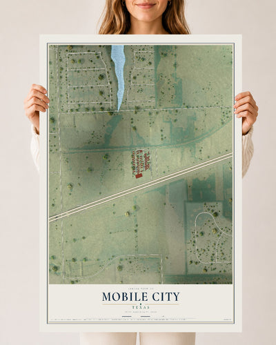 Map of Mobile City, Texas, 24 x 36 inch unframed archival matte print