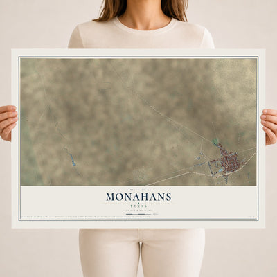 Map of Monahans, Texas, 18 x 24 inch unframed archival matte print
