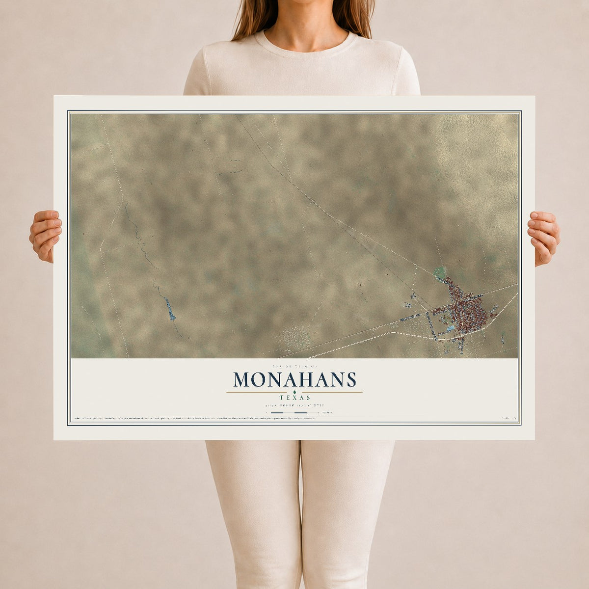 Map of Monahans, Texas, 24 x 36 inch unframed archival matte print