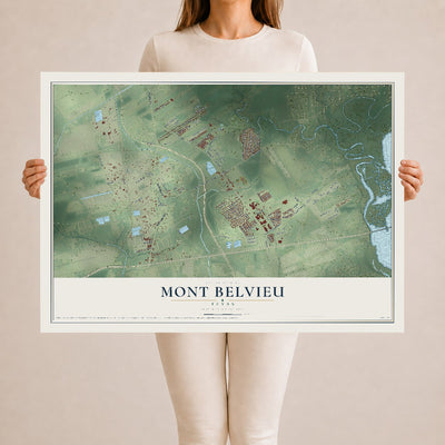Map of Mont Belvieu, Texas, 24 x 36 inch unframed archival matte print