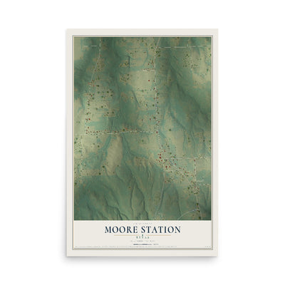 Map of Moore Station, Texas, 12 x 18 inch unframed archival matte print