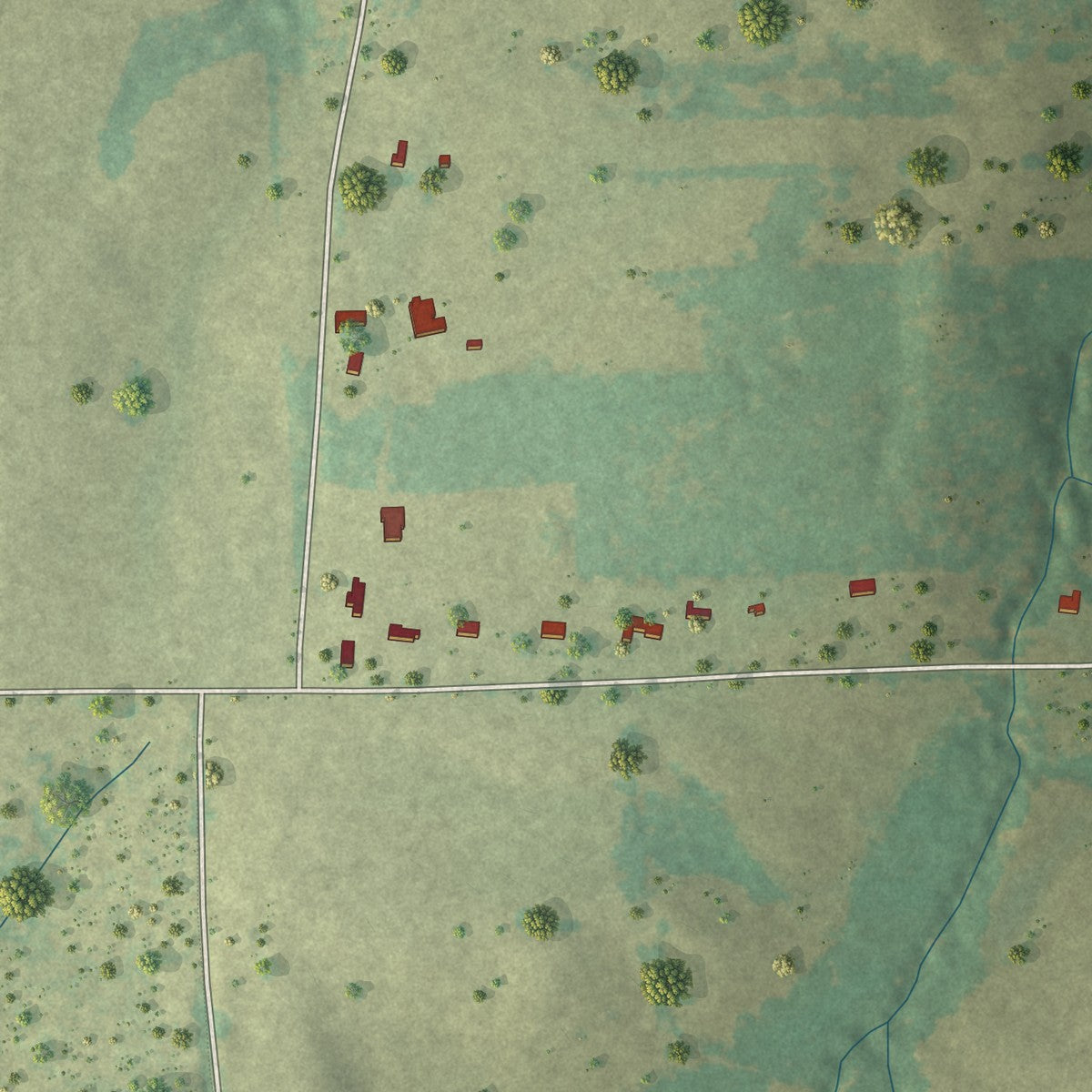 Second close-up of the map of Moore Station, Texas print showing more streets and buildings