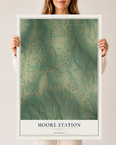 Map of Moore Station, Texas, 24 x 36 inch unframed archival matte print