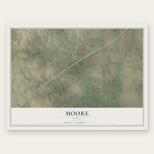 Moore, Texas map print, the full design