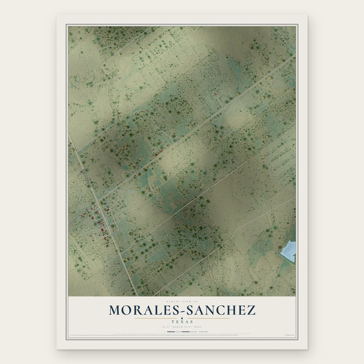 Morales-Sanchez, Texas map print, the full design