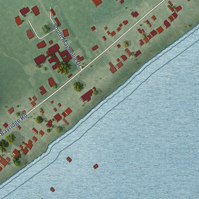 Close-up of the map of Morgan's Point, Texas print showing street and building detail