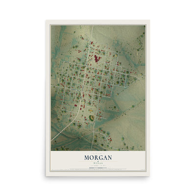 Map of Morgan, Texas, 12 x 18 inch unframed archival matte print