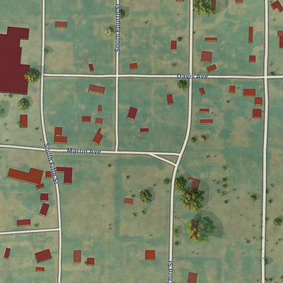 Close-up of the map of Morse, Texas print showing street and building detail