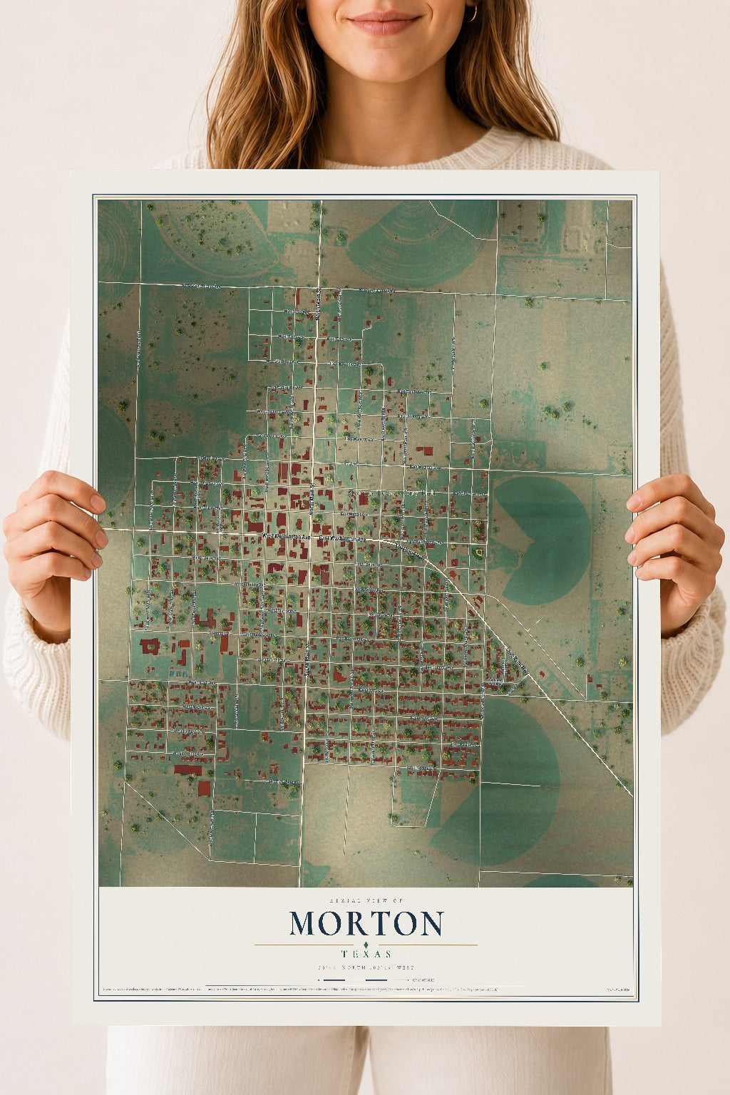 Map of Morton, Texas, 18 x 24 inch unframed archival matte print