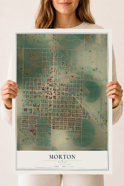 Map of Morton, Texas, 18 x 24 inch unframed archival matte print
