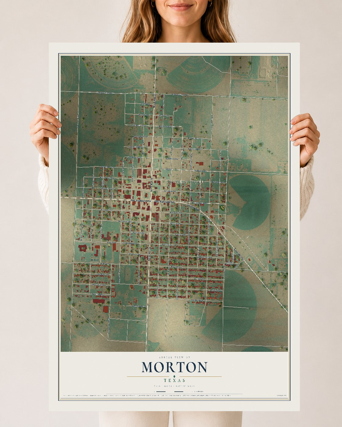 Map of Morton, Texas, 24 x 36 inch unframed archival matte print