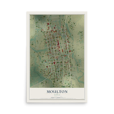 Map of Moulton, Texas, 12 x 18 inch unframed archival matte print