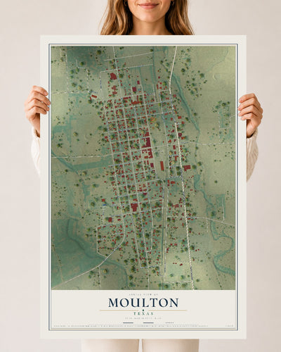 Map of Moulton, Texas, 24 x 36 inch unframed archival matte print