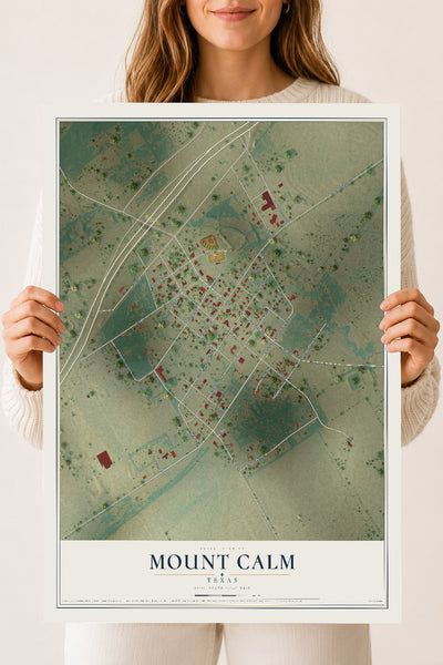 Map of Mount Calm, Texas, 18 x 24 inch unframed archival matte print